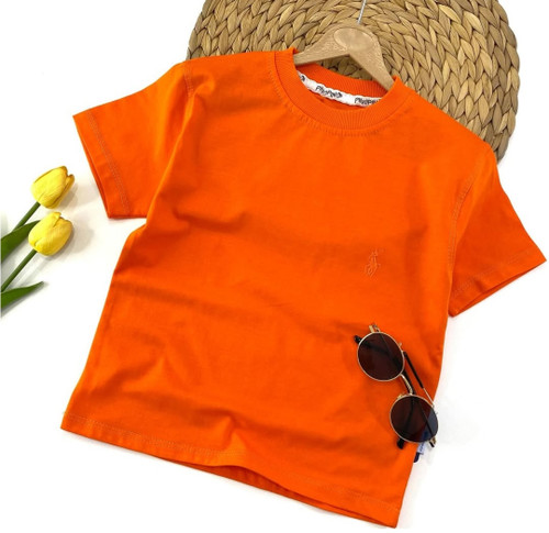 تیشرت تک رنگ پولو رنگ نارنجی