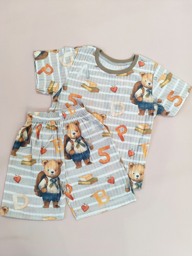 ست راحتی تیشرت شلوارک تدی شورت مناسب 1تا 9 سال